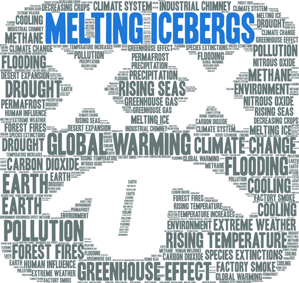 Melting Icebergs word cloud on a white background.  - Vector, Image