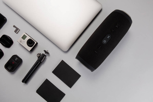 Gadgets and different devices with empty screenes mockup set. Flat lay style. - Foto, Imagen