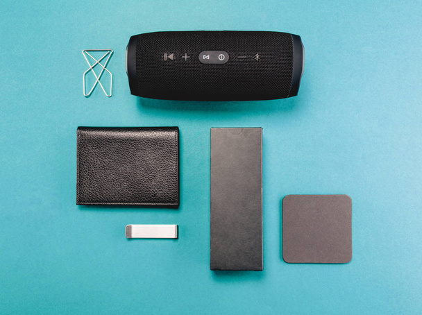 Gadgets and different devices with empty screenes mockup set. Flat lay style. - Foto, afbeelding