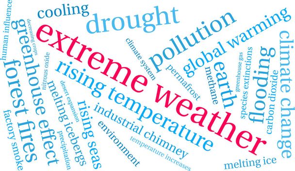 Extreme Weather word cloud on a white background.  - Vector, Image