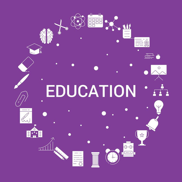 Education Icon Set. Infographic Vector Template - Вектор,изображение