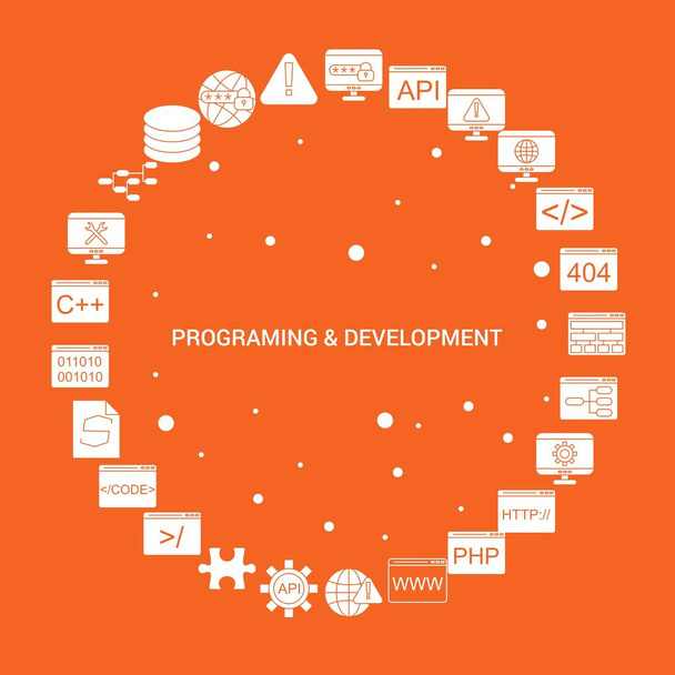 Programming and Developement Icon Set. Infographic Vector Template - Vector, Image