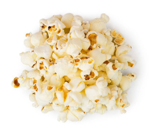 A bunch of popcorn an a white. The view from the top. - 写真・画像