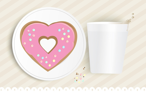 Pink heart shaped doughnut - Vektor, kép