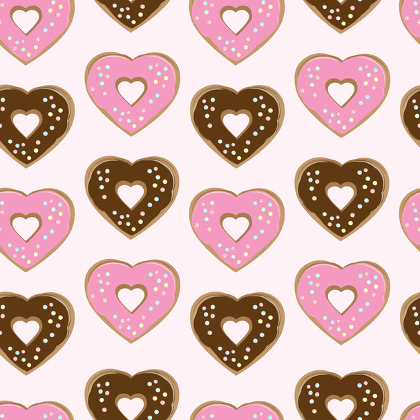 Assorted heart shaped doughnuts - Διάνυσμα, εικόνα