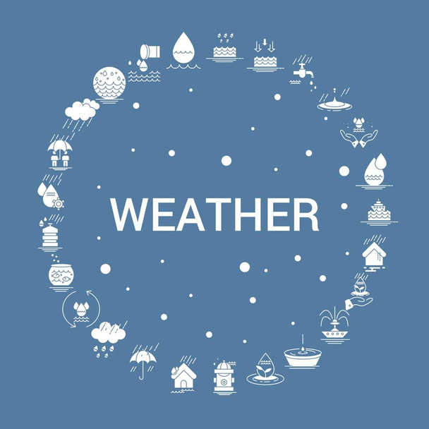 Набор значков погоды. Графический шаблон вектора
 - Вектор,изображение