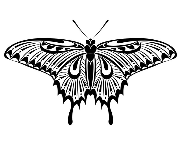 Papilio maackii Butterfly vector art stencil for tattoo or t-shirt print - Διάνυσμα, εικόνα