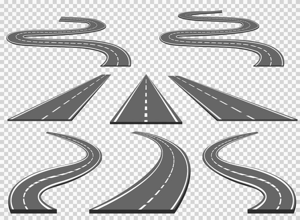 Set of roads and road bends. Vector illustrations EPS10 - Vector, Image