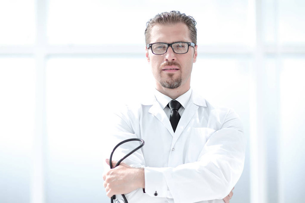 confident doctor with stethoscope - Φωτογραφία, εικόνα