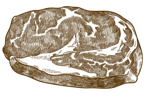 Vektor starožitnost gravírování nakreslený obrázek steaku izolovaných na bílém pozadí - Vektor, obrázek