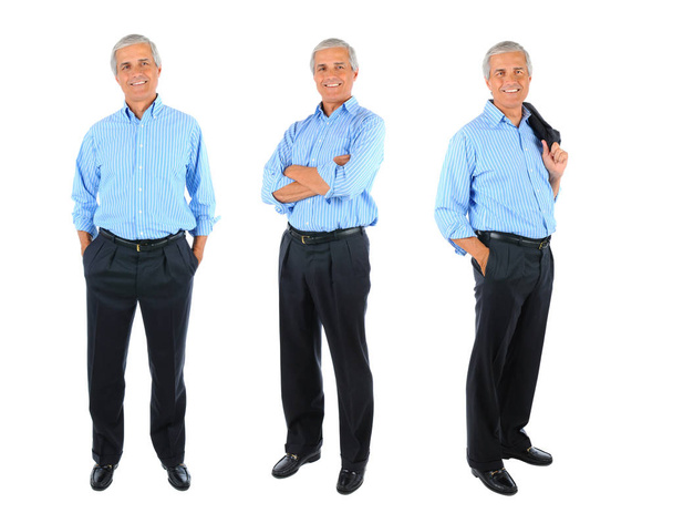 Three full length Businessman Portraits collage. Full length over a white background. - Фото, зображення