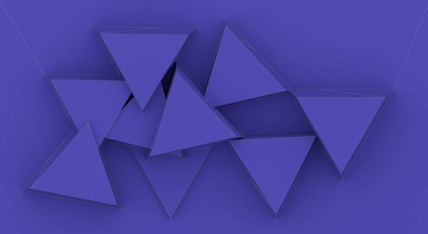 Mavi üçgen arka plan 3d render - Fotoğraf, Görsel
