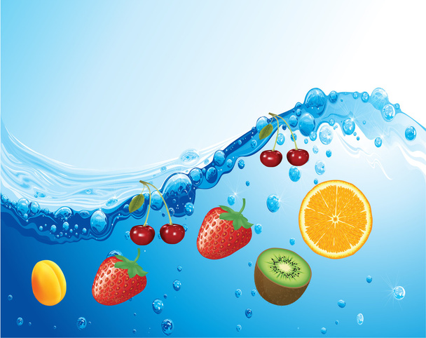 νωπά φρούτα στο νερό - Διάνυσμα, εικόνα