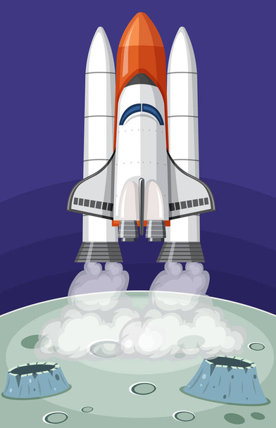 Lançamento de foguetes para a ilustração espacial
 - Vetor, Imagem