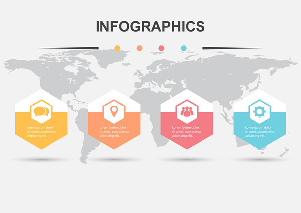 infografische Designvorlage mit Sechsecken, Aktienvektor - Vektor, Bild