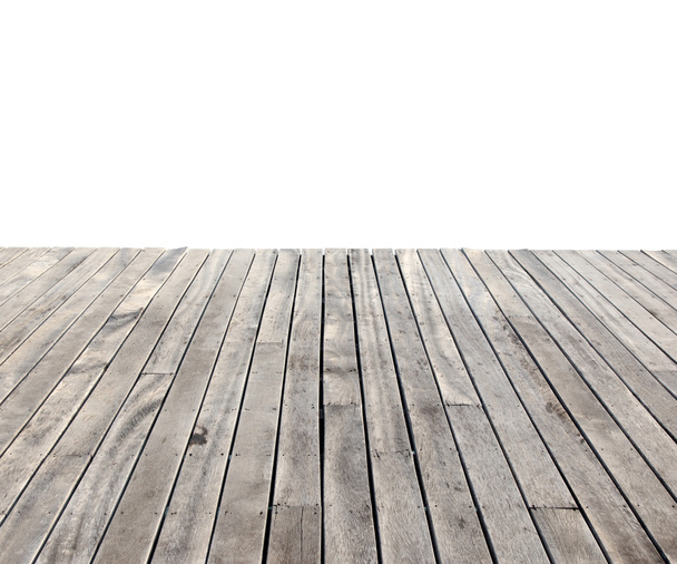lege houten vloer geïsoleerd op wit - Foto, afbeelding