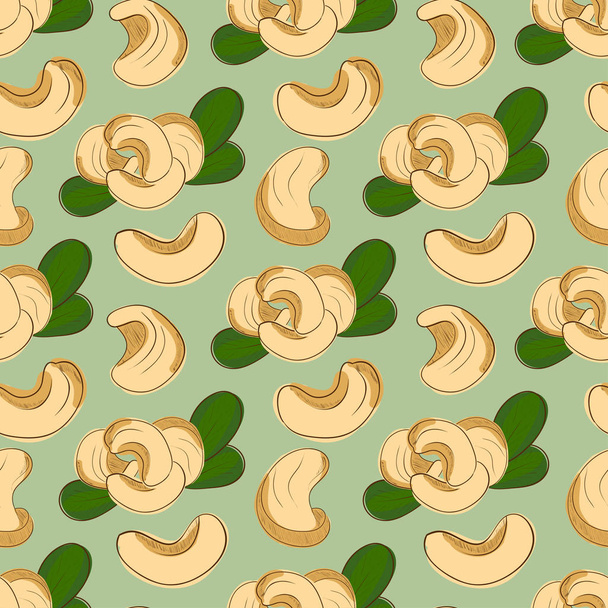 Cashew. Nut. Dried. Seamless. background, texture, wallpaper. Sketch - Vector, Image