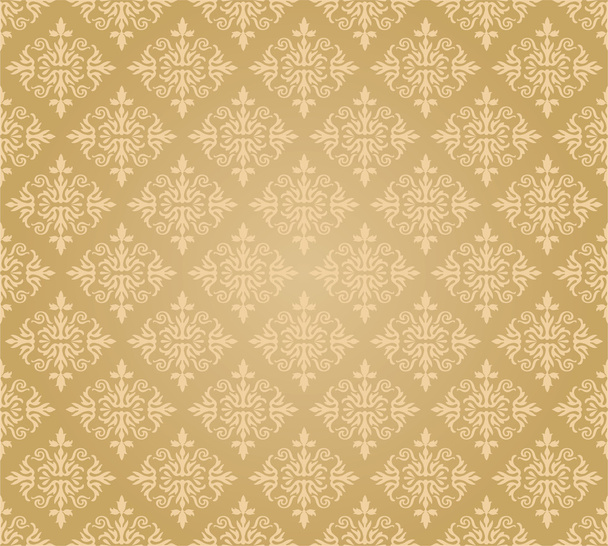 Seamless golden floral wallpaper diamond pattern - Vector, Image