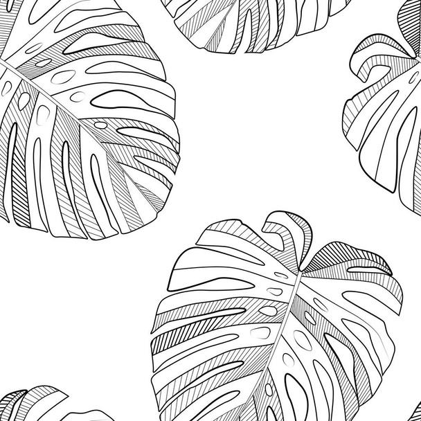 Abstract tropical monstera  leaf seamless pattern background. Vector Illustration EPS1 - Vector, Image
