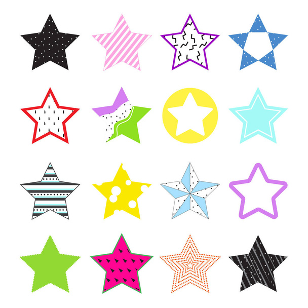 Collection bright stars with creative texture - Vector, Image
