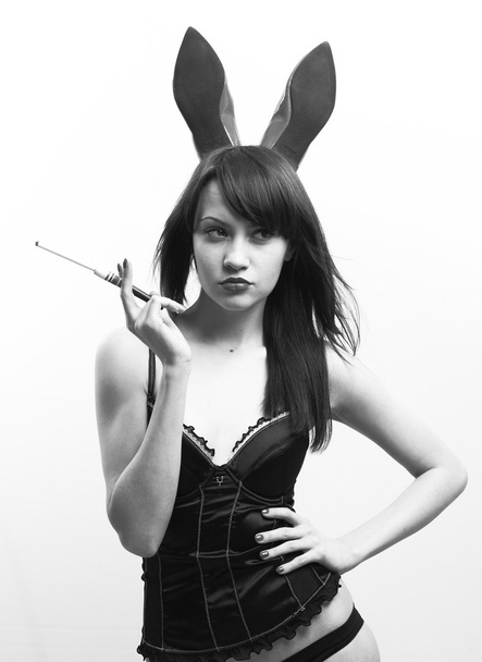 Seductive woman with rabbit ears - Fotoğraf, Görsel