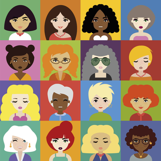 Set di icone avatar donna in stile piatto
 - Vettoriali, immagini