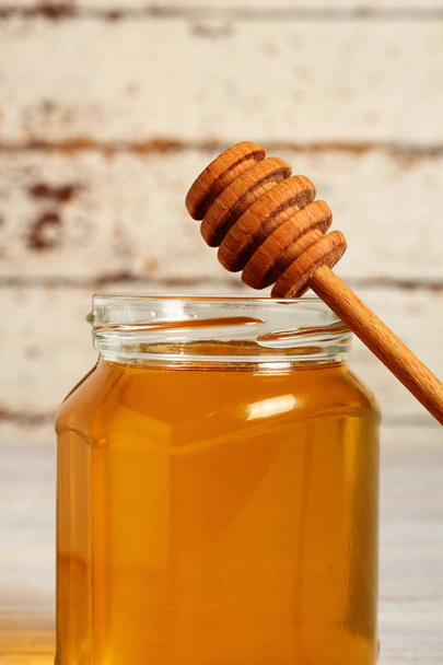Jar of Honey with Honey Dipper - Photo, Image