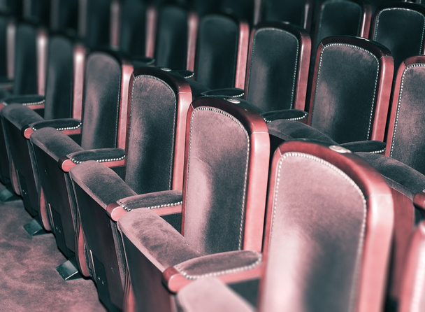 Empty theater chairs, retro auditorium - Фото, зображення