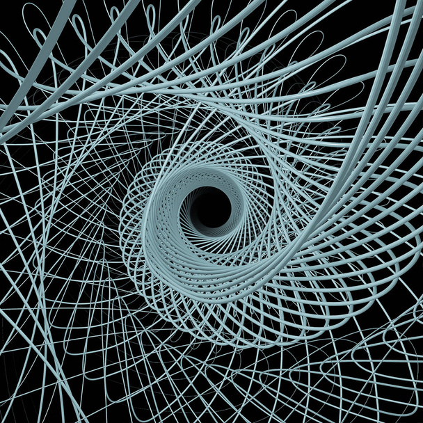 Vortex in Square. 3D-rendering van roterende lijnen spinnen rond centrum - Foto, afbeelding