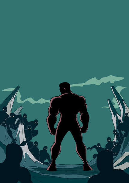 Super-herói pronto para a batalha silhueta 2
 - Vetor, Imagem