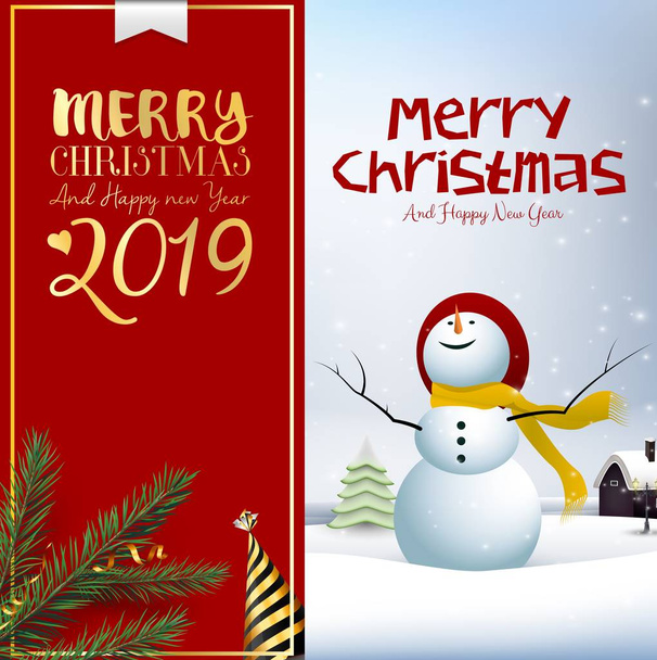Merry Christmas en 2019 Happy New Year achtergrond  - Vector, afbeelding