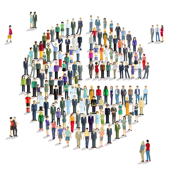 large group of people decide - Vector, Image