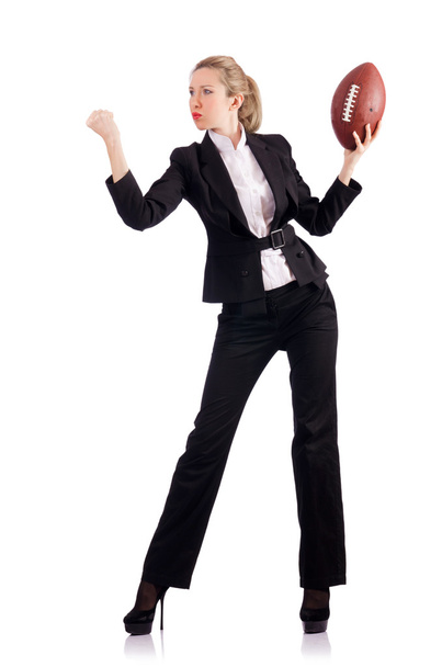 Femme d'affaires avec football américain
 - Photo, image