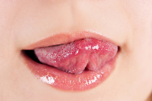 tongue the beautiful girl - Photo, Image