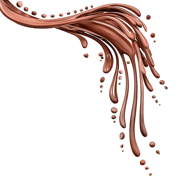 Splashing chocolate abstract background, isolated 3d rendering  - Photo, Image