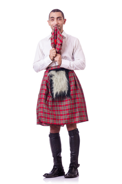 Skót hagyományok fogalmát a személy viseli a skót szoknya - Fotó, kép