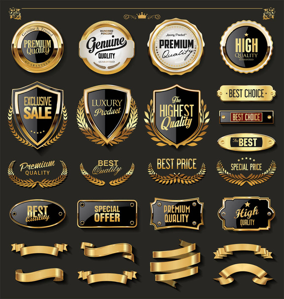 Luxury gold and black design elements collection - Vector, afbeelding