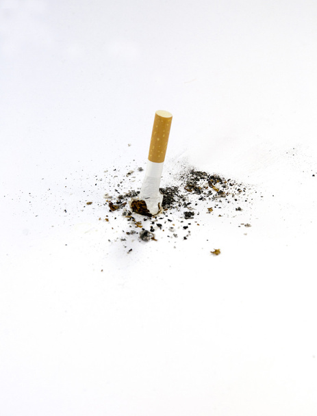 タバコのお尻と白の背景 - 写真・画像