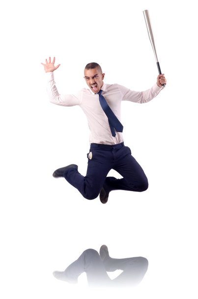 Jumping businessman with baseball bat - Foto, Bild
