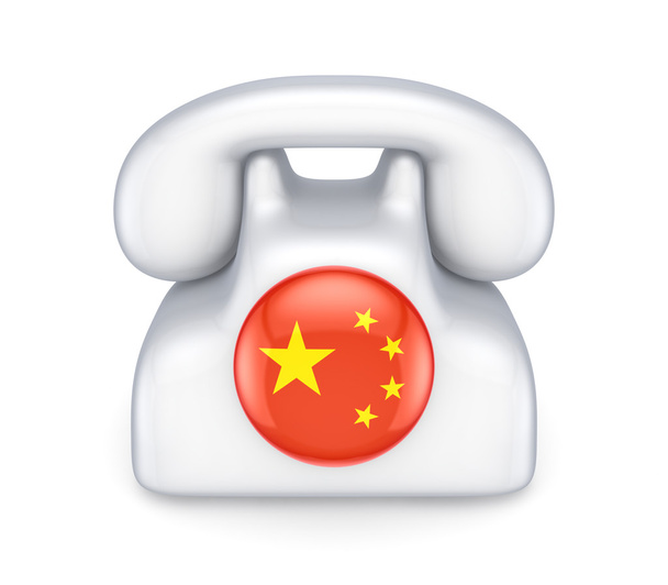Retro telephone with chinese flag. - Foto, immagini