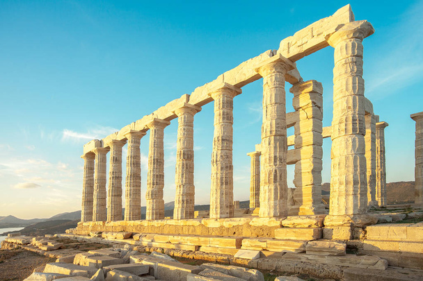 GRE Attica Sounio Poseidon templo por petinaki Grécia - Foto, Imagem