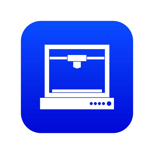 3d printer model icon digital blue - Vetor, Imagem
