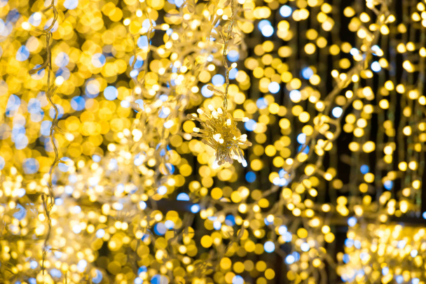 Christmas yellow lights for xmas holiday background - Φωτογραφία, εικόνα