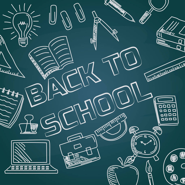 Back to school with chalk font on blackboard - Вектор, зображення