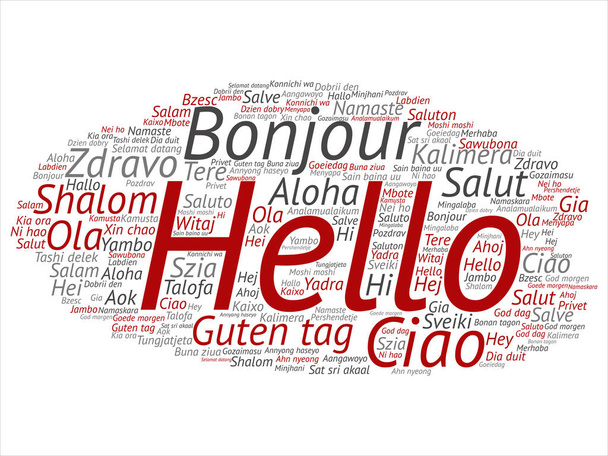 Concept or conceptual abstract hello or greeting international tourism word cloud in different languages or multilingual. Collage of world, foreign, worldwide travel, translate, vacation text - Photo, Image