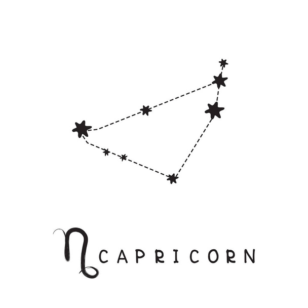 Zodiac sign Capricorn isolated on white background. Zodiac constellation. Design element for horoscope and astrological forecast. - Διάνυσμα, εικόνα