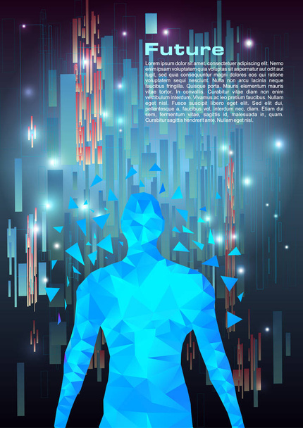 Χαμηλή ανθρώπινη σε μπλε χρώμα, μελλοντικών έννοια poly - Διάνυσμα, εικόνα