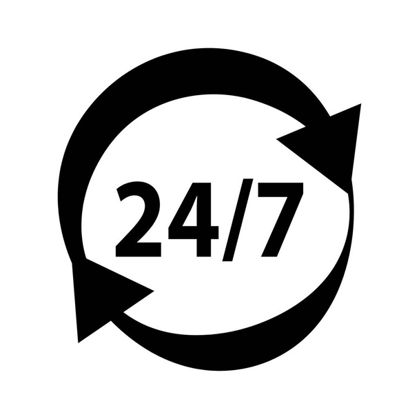 Service 24 / 7, icône de ligne de concept d'aide en ligne. Illustration d'élément simple. icône de 24 heures. Illustration vectorielle
. - Vecteur, image