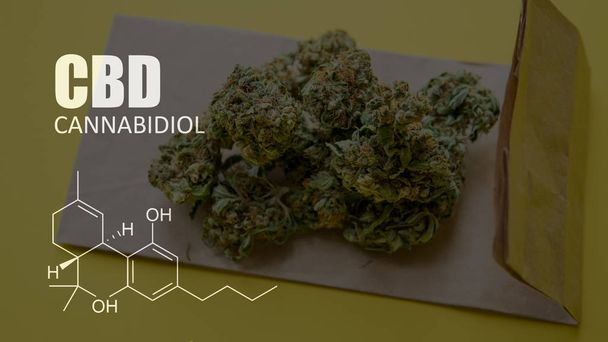 chemical formulas of elements THC CBD in marijuana medical strains - Φωτογραφία, εικόνα