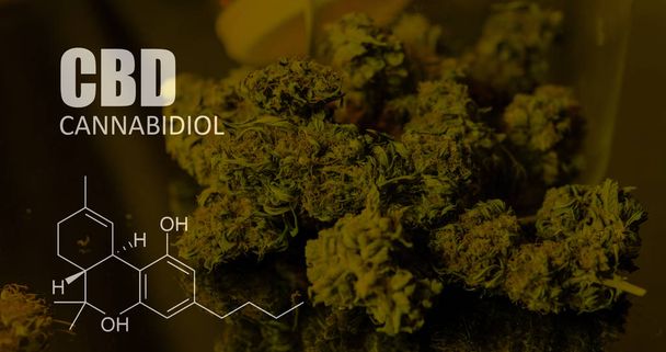 chemical formulas of elements THC CBD in marijuana medical strains - Фото, зображення